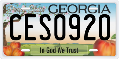 GA license plate CES0920