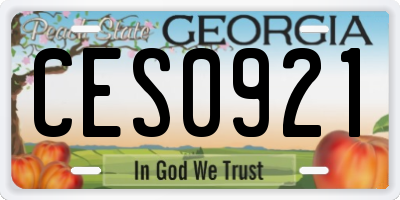 GA license plate CES0921