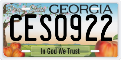 GA license plate CES0922