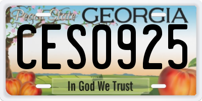 GA license plate CES0925