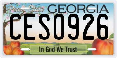GA license plate CES0926