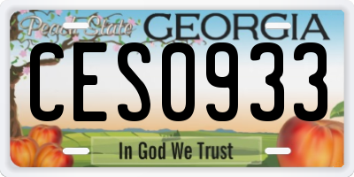 GA license plate CES0933