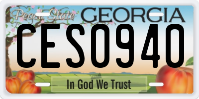 GA license plate CES0940