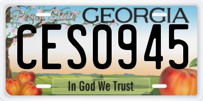 GA license plate CES0945