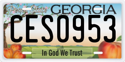 GA license plate CES0953
