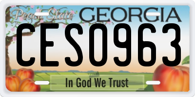GA license plate CES0963
