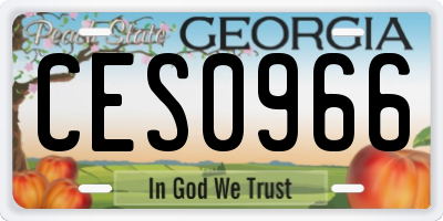 GA license plate CES0966