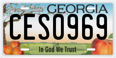 GA license plate CES0969