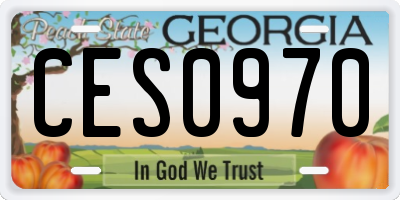 GA license plate CES0970