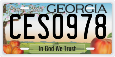 GA license plate CES0978