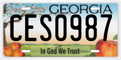 GA license plate CES0987