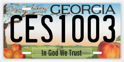 GA license plate CES1003