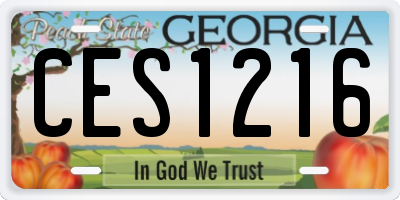 GA license plate CES1216