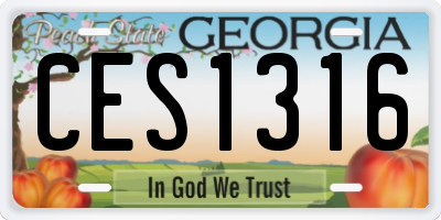 GA license plate CES1316