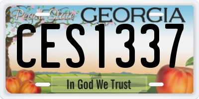 GA license plate CES1337