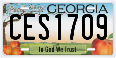 GA license plate CES1709