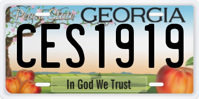 GA license plate CES1919
