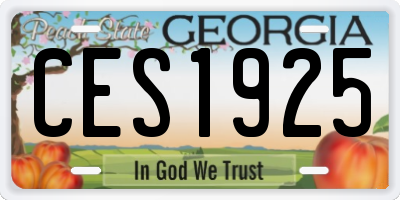 GA license plate CES1925