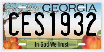 GA license plate CES1932