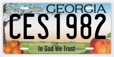 GA license plate CES1982