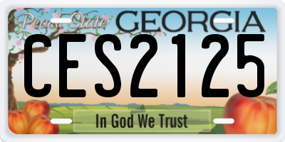 GA license plate CES2125