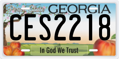 GA license plate CES2218