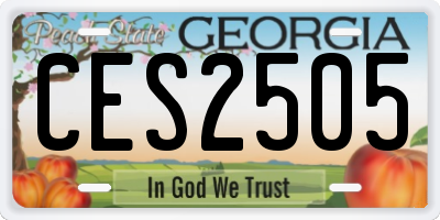 GA license plate CES2505