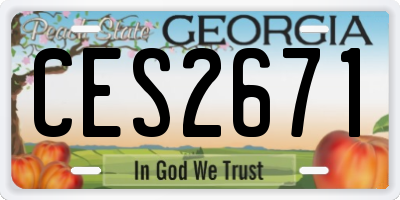 GA license plate CES2671
