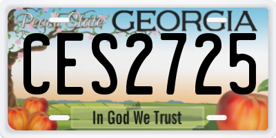 GA license plate CES2725