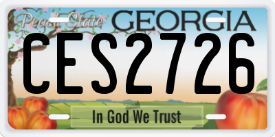 GA license plate CES2726