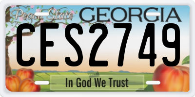 GA license plate CES2749