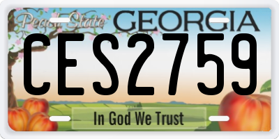 GA license plate CES2759