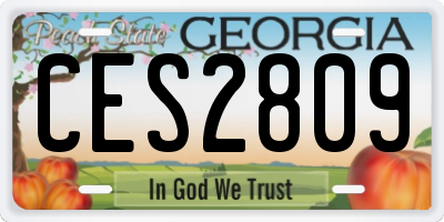 GA license plate CES2809