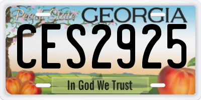 GA license plate CES2925