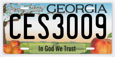 GA license plate CES3009