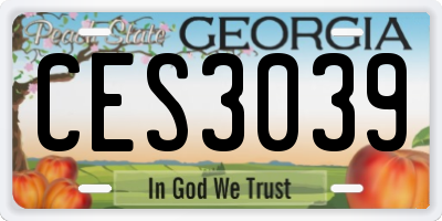 GA license plate CES3039