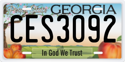 GA license plate CES3092