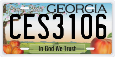 GA license plate CES3106
