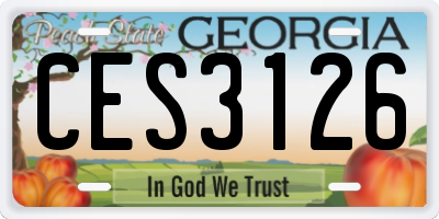 GA license plate CES3126