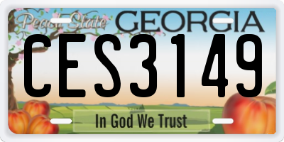 GA license plate CES3149