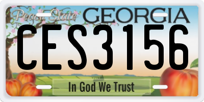 GA license plate CES3156