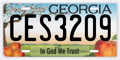 GA license plate CES3209