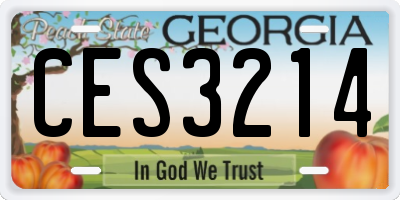 GA license plate CES3214