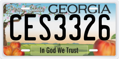GA license plate CES3326
