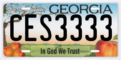 GA license plate CES3333