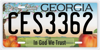 GA license plate CES3362