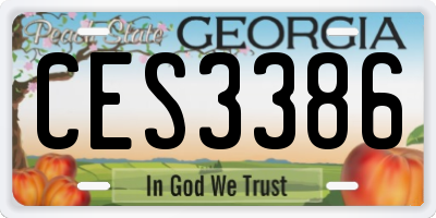 GA license plate CES3386
