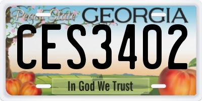GA license plate CES3402