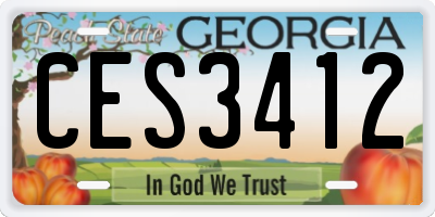 GA license plate CES3412