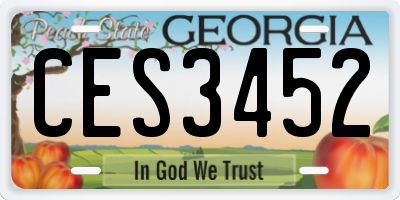 GA license plate CES3452